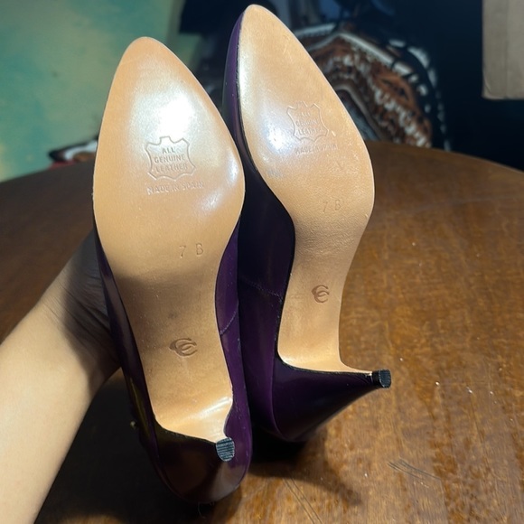 Vintage Purple Leather Ankle Strap Heels Size 7 - Picture 8 of 11